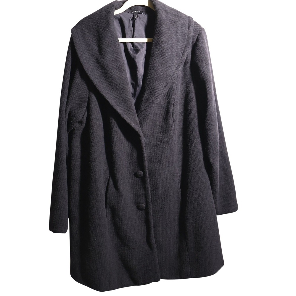 Torrid Womens Black Wool Blend Shawl Collar Mid Length Overcoat Plus Size 3 Coat